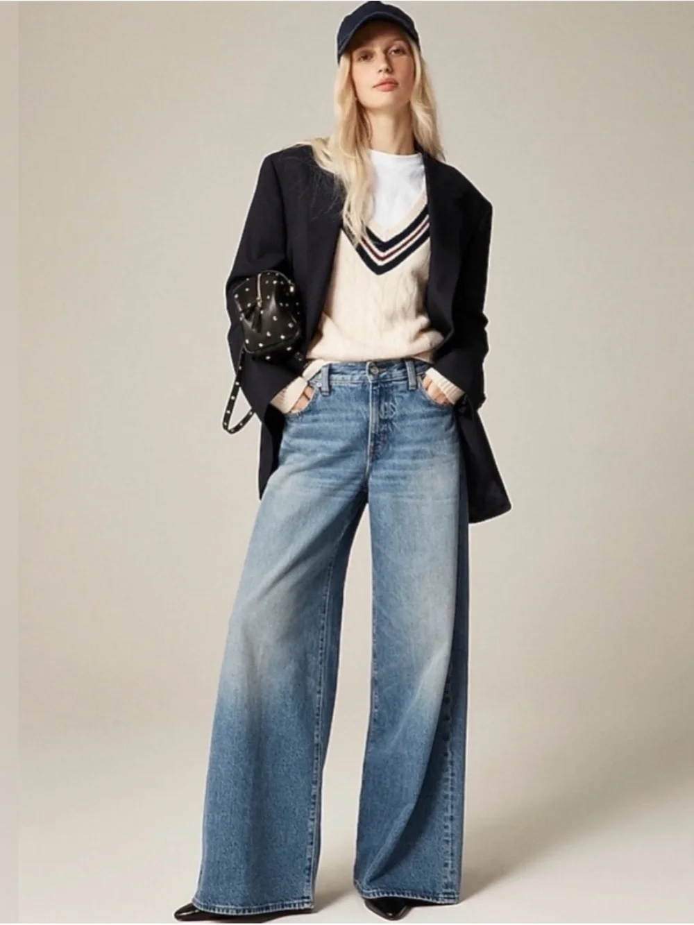 NWT JCrew Mid Rise Super Wide Leg Jean Size 24 Med Light Wash Denim $158 CN381